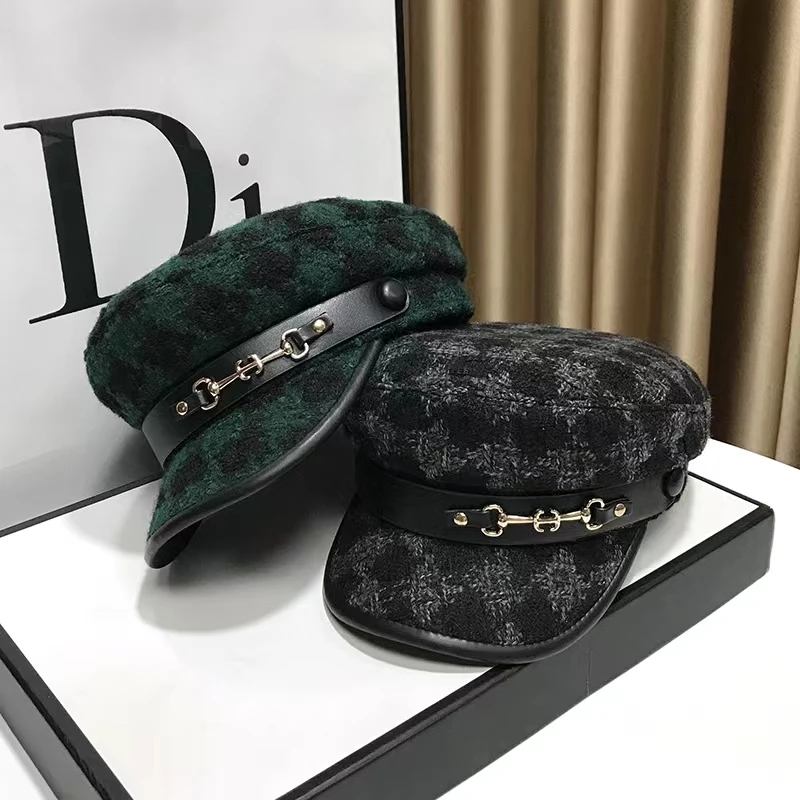 

Autumn and winter square woolen octagonal newspaper children's cap women's leisure winter beret women's painter's cap