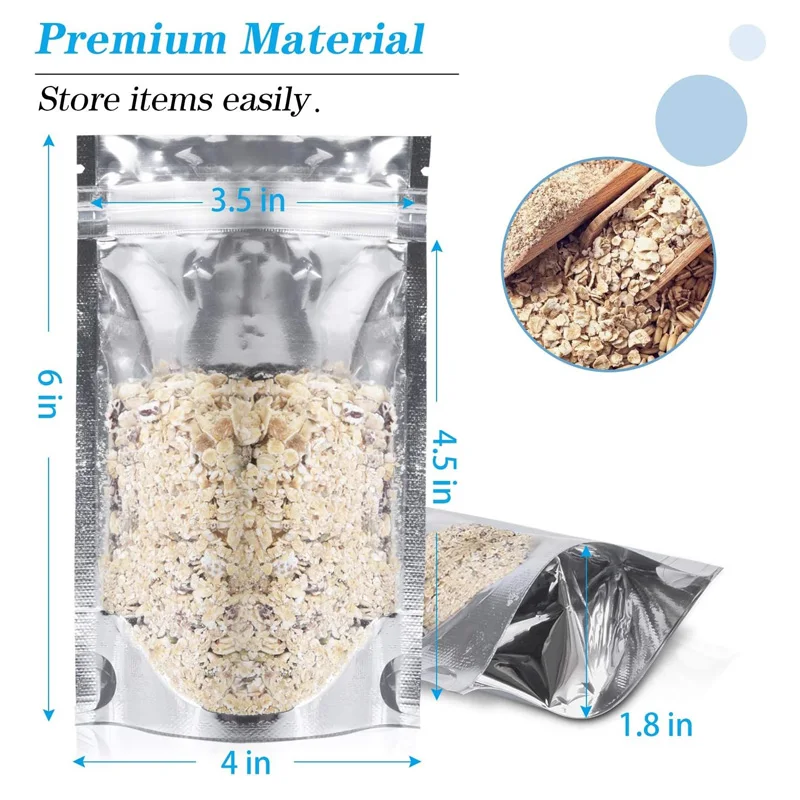 1000 Teile/los Lebensmittel Verpackung Aluminium Folie Stand Up Tasche Hause Lagerung Tee Kaffee Bohnen Liefert Druckverschluss Beutel Mit Fenster Wiederverschließbar – Detail 4