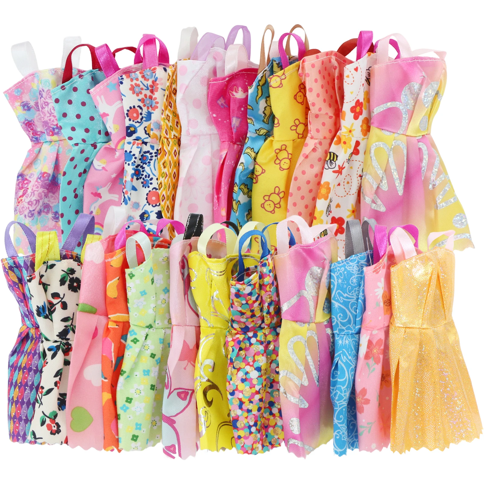 Random 10/20 Sets Mini Dress Colorful Summer Sleeveless Dollhouse Accessories Clothes for Barbie Doll Lovely Girl Toy Lot