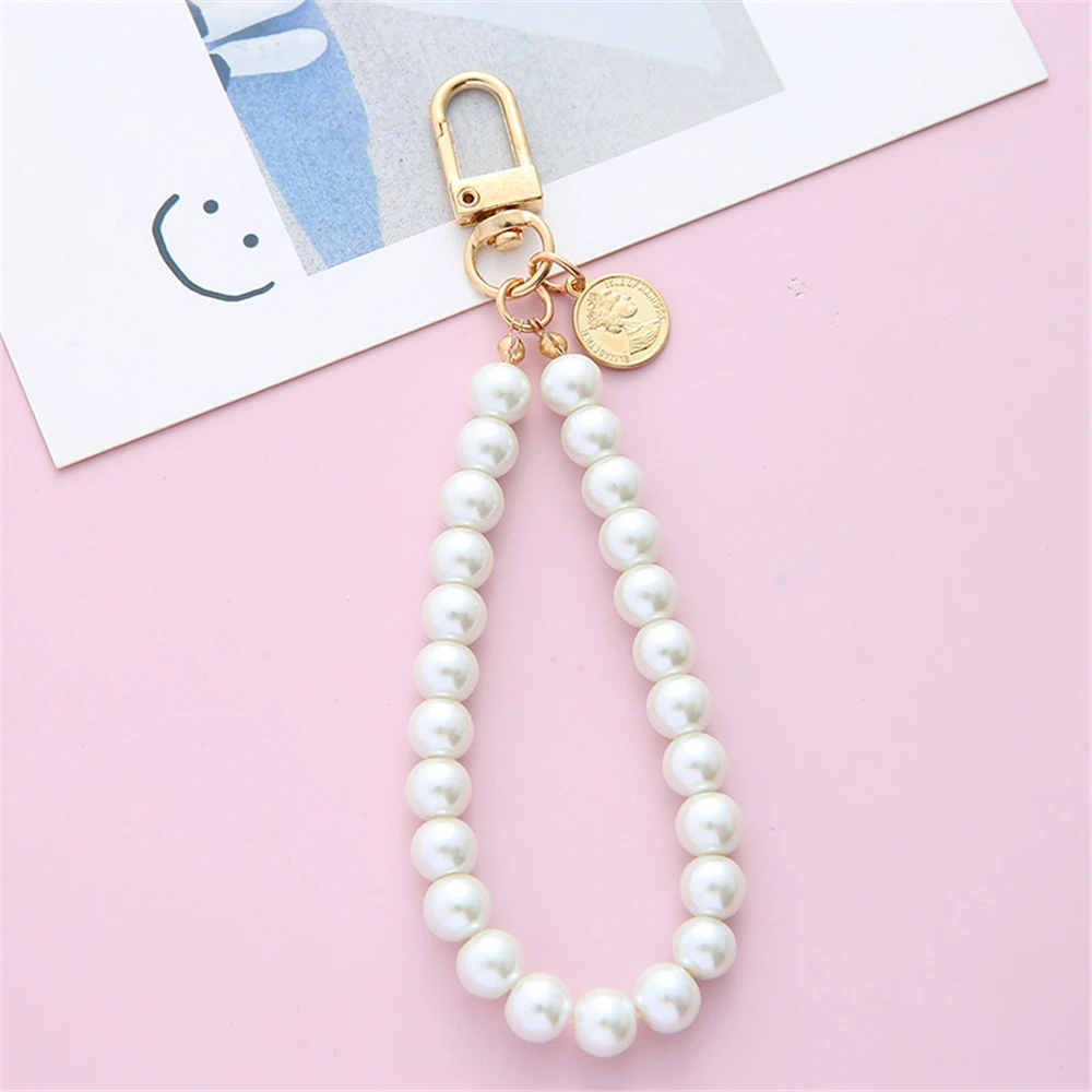 Elegant Simulated Pearl Key Chain Beaded Bag Pendant