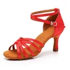 Satin Latin Dance Shoes for Women, Professional Node Heel, Salsa, Tango, Ballroom, 7cm, 5cm 3