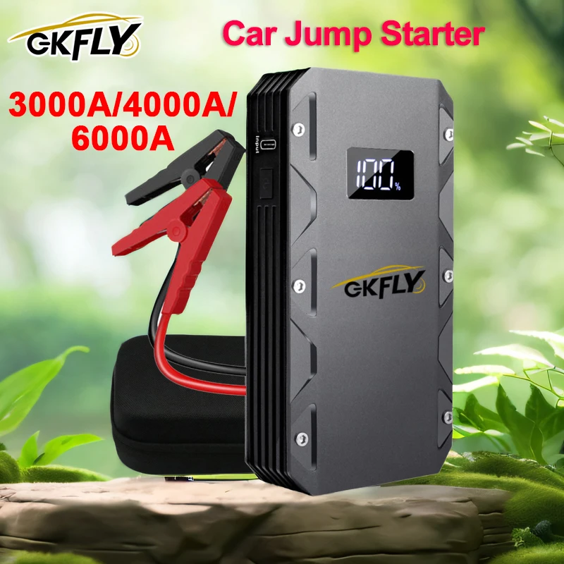 GKFLY 3000A/4000A/6000A Jump Starter Power Bank Portable 12V Car Battery Booster Charger LED Light For Petrol Diesel Cars