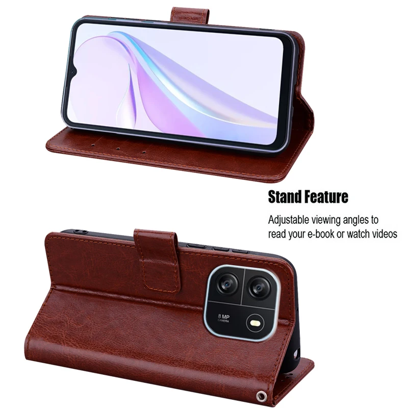 Funda De Cuero Lotus Para Honor Magic6 Pro 5g, Tipo Billetera Con