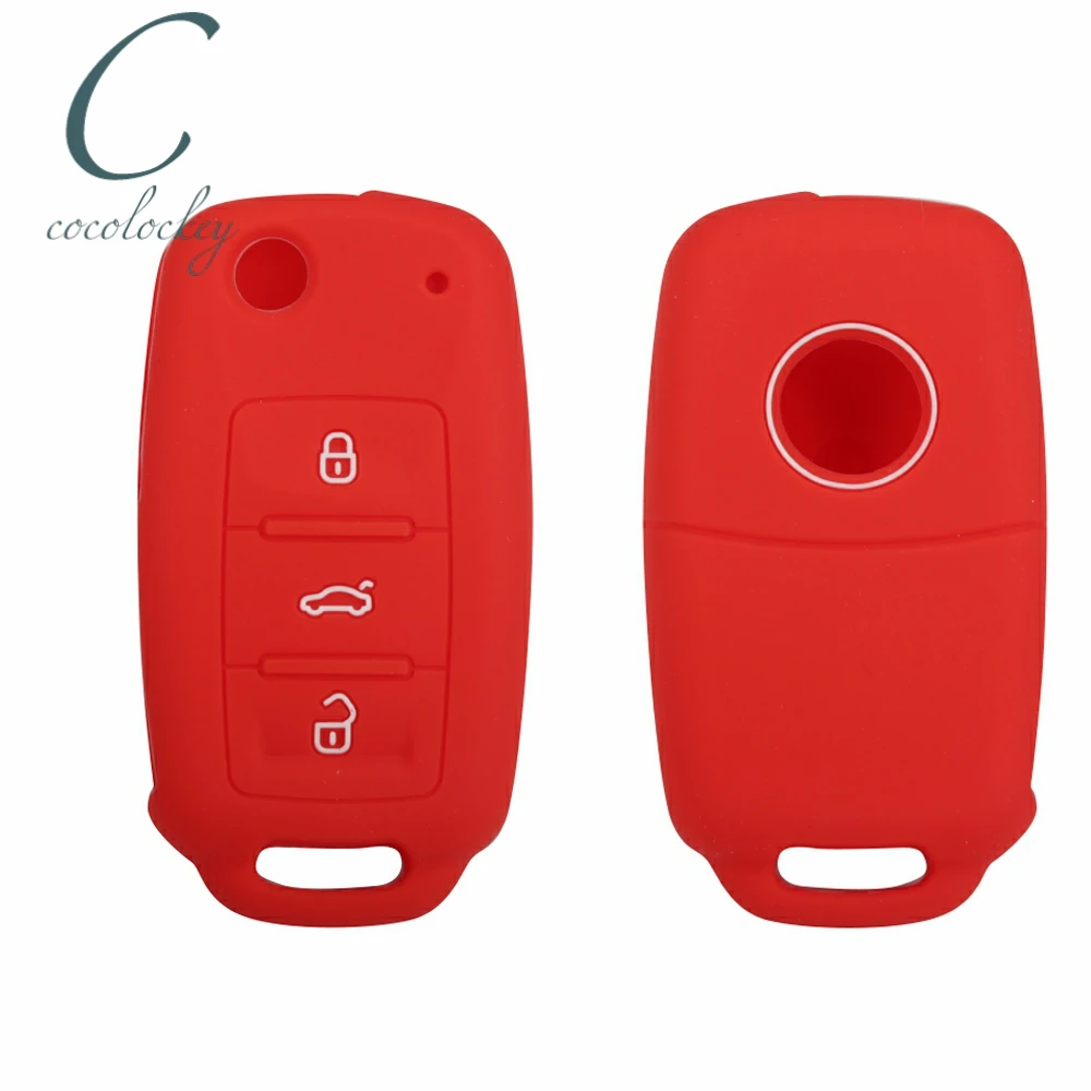Cocolockey Flip Schlüsselanhänger Abdeckung Silikon für VW Golf MK6 Jetta Tiguan Polo Passta (02–08), 3 Tasten, klappbarer Fernschlüssel für Skoda – Detail 9