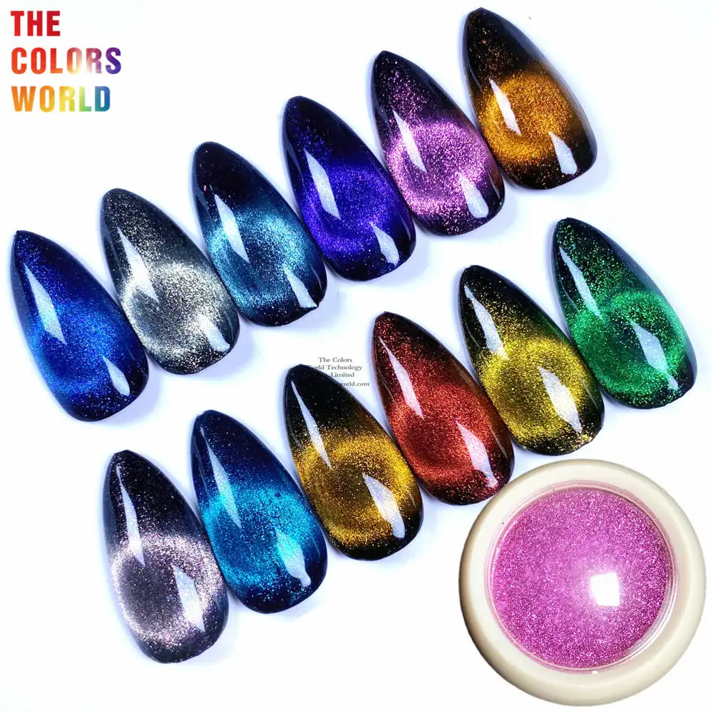 

TCT-812 9D Chameleon Cat Eye Shiny Powder For Nail Magnetic Pigment Nail Gel Polish Manicure Design DIY Sparkly Holo Chrome Dust