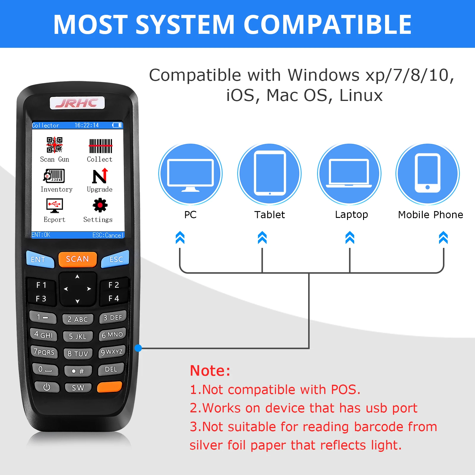 Jooytec Barcode Scanner Portátil 1d Laser 2d jooytec barcode scanner portatil 1d laser 2d 03