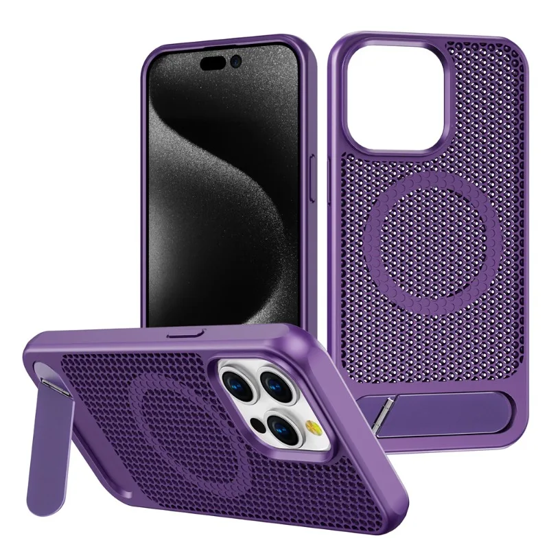 Luxury Cooling Stand Magnetic Phone Case with Heat Dissipation and Shockproof Design