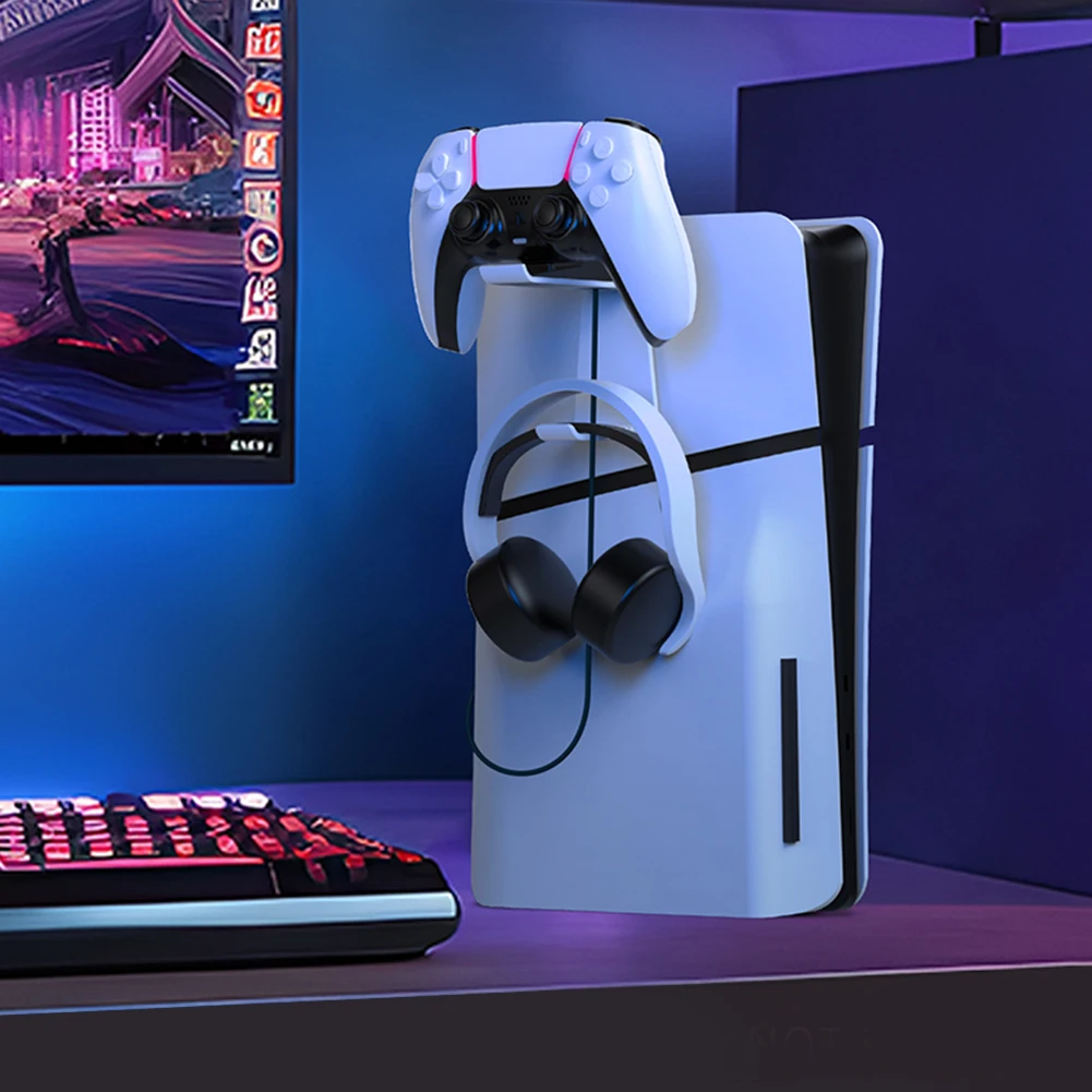 벽 마운트 컨트롤러 및 헤드셋 스토리지 거치대, 안정적인 공간 절약, 플레이스테이션 5 슬림/플레이스테이션 5 용 PS5 콘솔