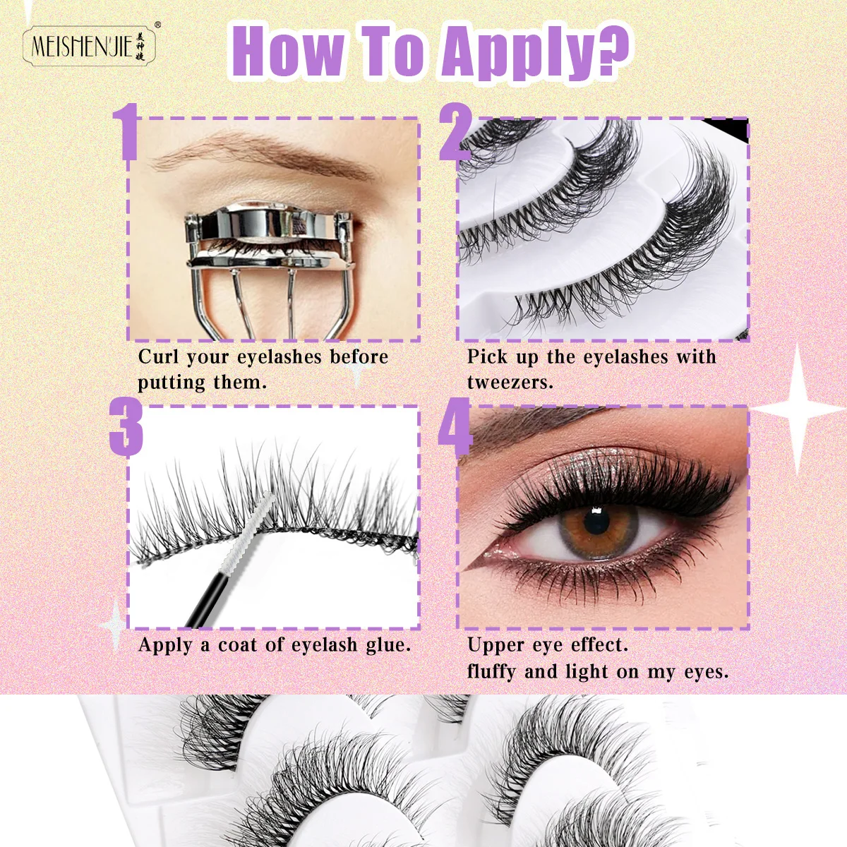 3/6/10 Pairs Fake Eyelashes Half Lashes Cat Eyelash Natural Long Handmade Fluffy 3D Mink Lashes Extension Make up Beauty Cilios