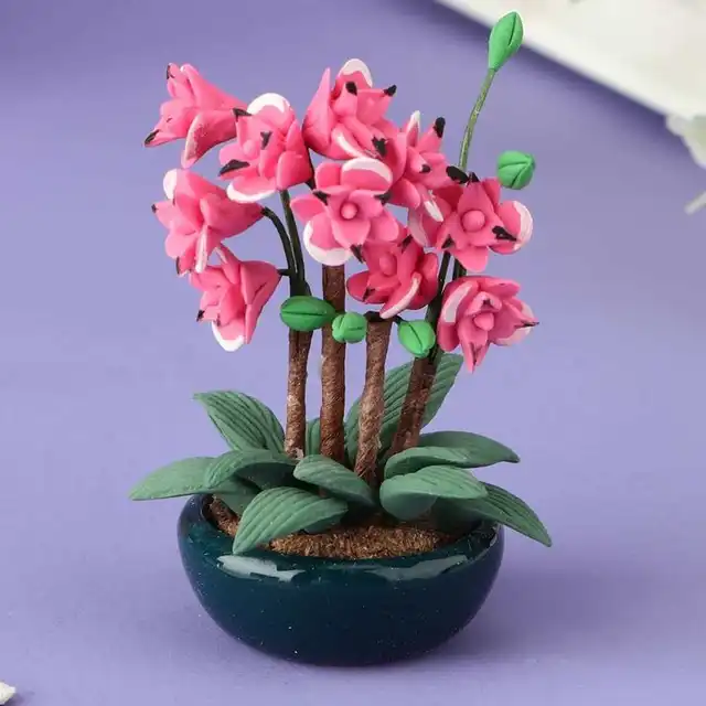 7 Piece Mini Potted Plants Set - Tiny Fake Greenery For Dollhouse, Mini Garden & Diorama Decor