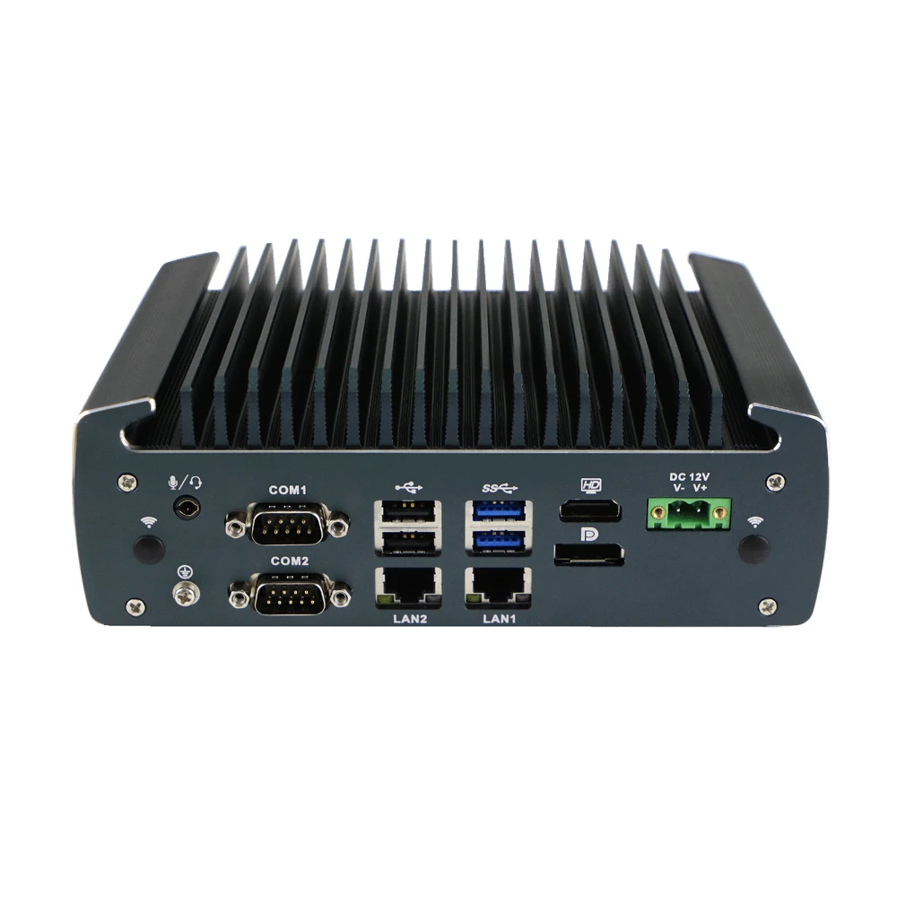 HUNSN Fanless Industrial PC,Mini Computer,IPC,Celeron J6412,IX15,Windows 11/Linux Ubuntu,TPM 2.0,6COM,HD,DP,3LAN,GPIO,9-36V 2Pin 2