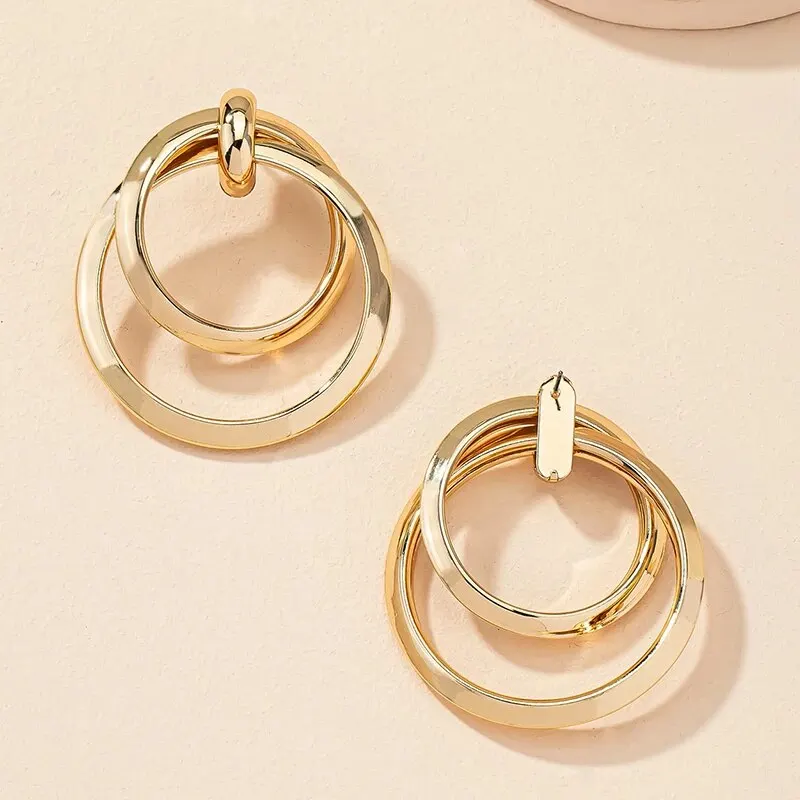 Hoop Earrings Gold Twisted Big Hoop Earrings For Women Night Club Party Girls Drop Earrings Geometric Statement
