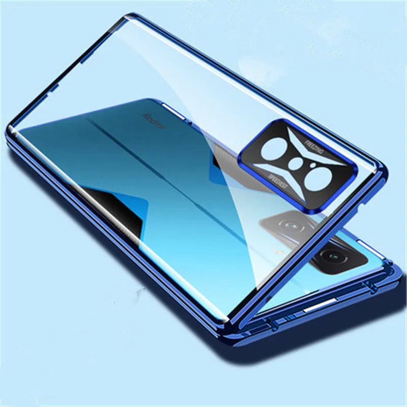 

Защитный чехол для POCO F4 GT 5G, противоударный чехол, магнитный металлический бампер, стекло для POCO F4 GT, чехол