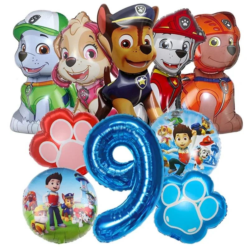 10 stücke Cartoon Paw Patrol Thema Folie Ballon Anzahl Ballon Kinder Geburtstag Party Dekoration Baby Geschenk Party Chase Skye Ballon – Detail 11