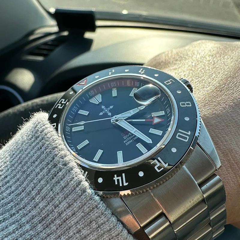 Orologio Subacqueo Sportivo Da 42Mm Gmt 200M Orologio Da Polso Automatico Da Uomo In Acciaio Inossidabile Con Vetro Zaffiro Luminoso Impermeabile Sped