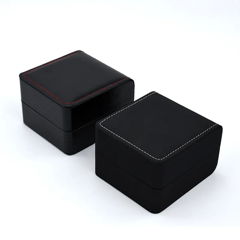 Black Single Watch Gift Box With Pillow Pu Leather Wristwatch Display Case Organizer For Men/Women Watch Storage Gift Box
