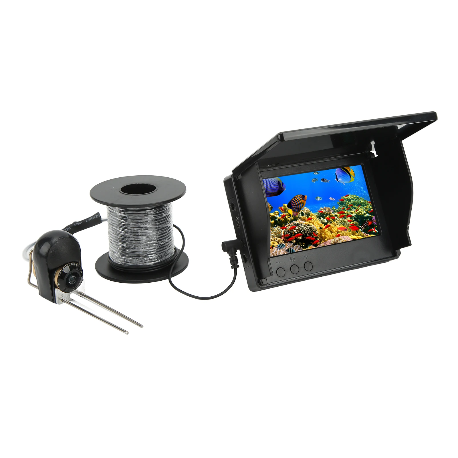 5inch Underwater Fishing Camera LCD HD Fish Finder Camera IPS Full View 8000mAh Battery Waterproof for Lake Boat Ice Fishing 12V