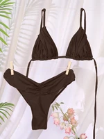 Pleated Brazilian Folds Bikini Set Sexy Micro Bikinis 2025 Women Swimsuit Female Triangle Swimwear Beach Wear Bathing Suit