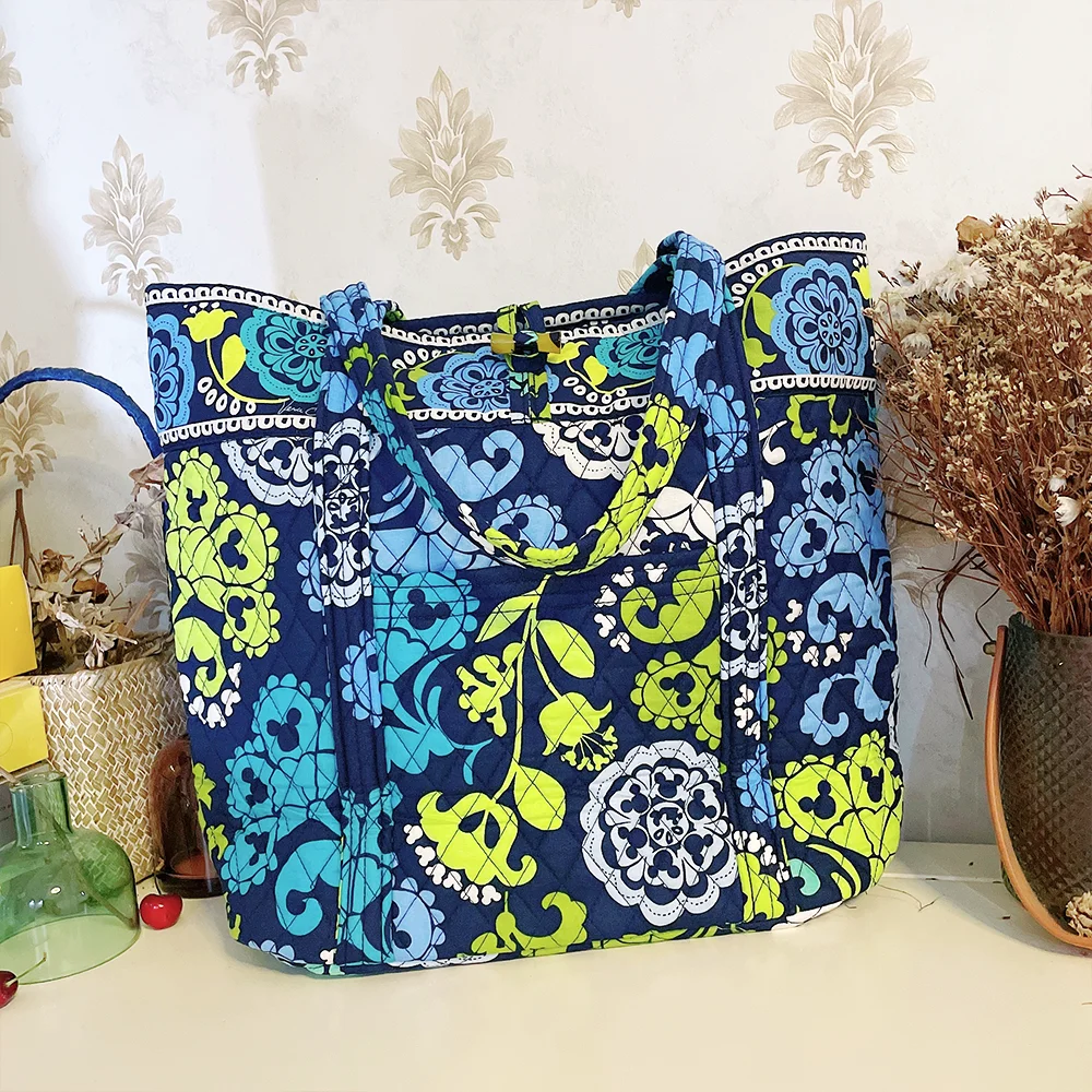 VB pure cotton rare pattern women's shoulder bag with large capacity foldable beach bag