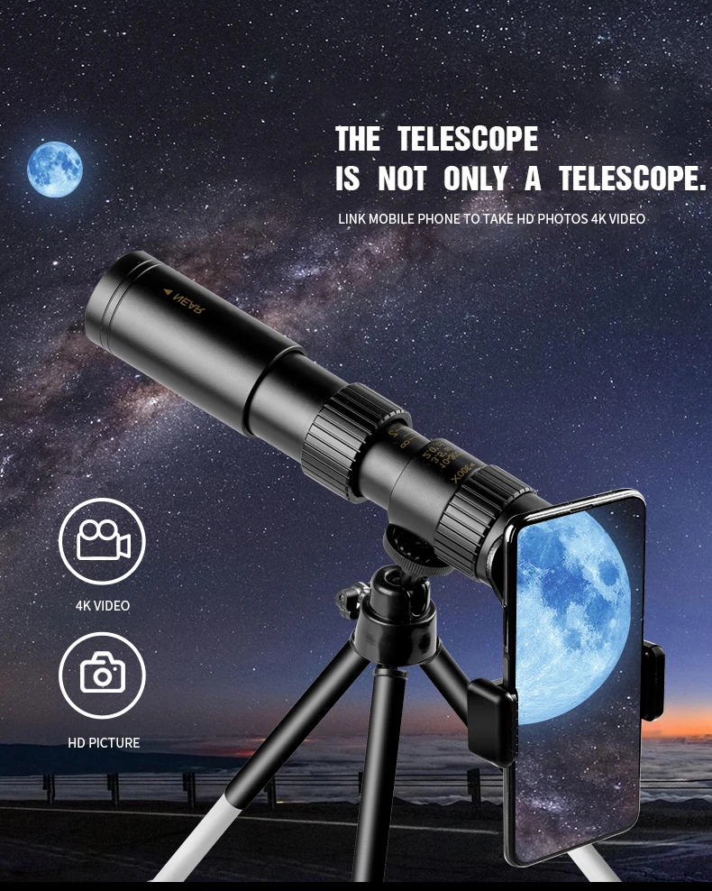 4K 10-300X40 Professional Monocular Telescope Powerful Binoculars HD Super Zoom Quality Eyepiece Portable for Hunting Camping metal tape measure