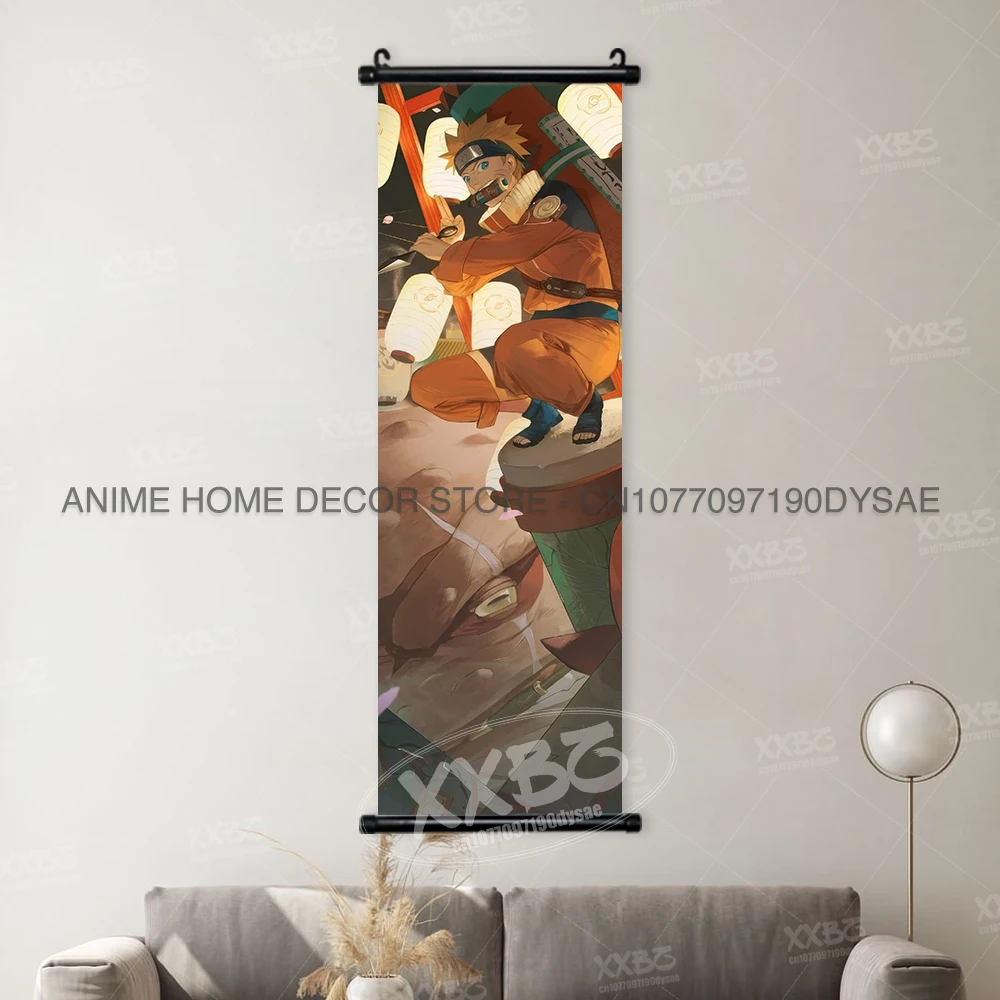 Japanese Style Naruto Wall Art: Rock Lee, Uchiha Sasuke & Obito Scroll Paintings
