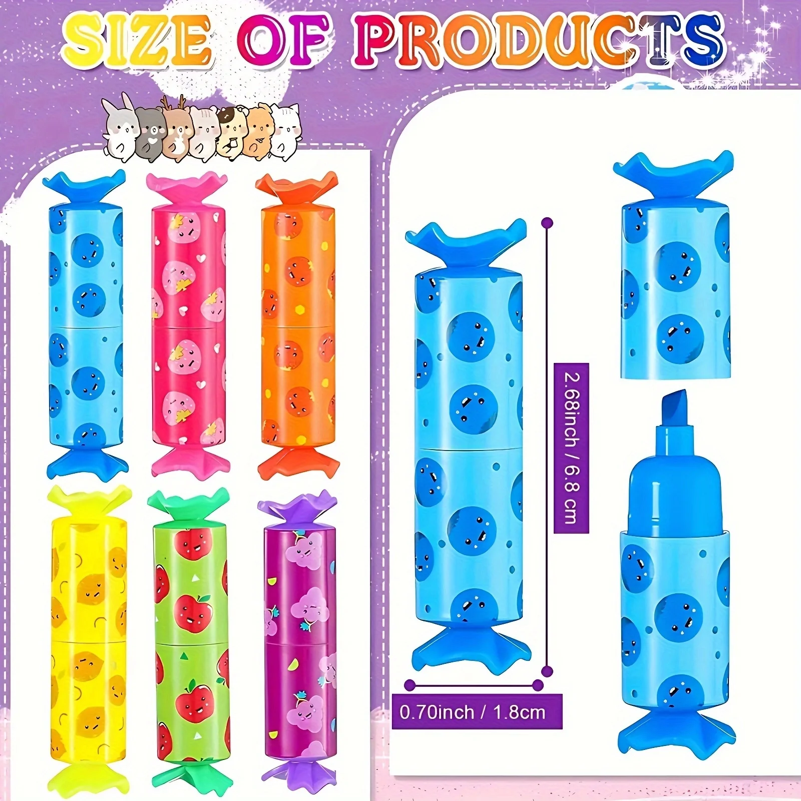 Mini Highlighter Candy Pastel Highlighter Chisel Tip Marker Pen Party Birthday Drawing Poster Diary 6pcs