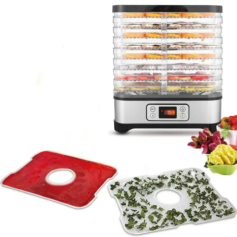 8 Trays Food Dehydrator with Fruit Roll Sheet, for Jerky, Meat, Fruit, Vegetable, Herbs, BPA Free DreamDwell Home Color: Black/Silver