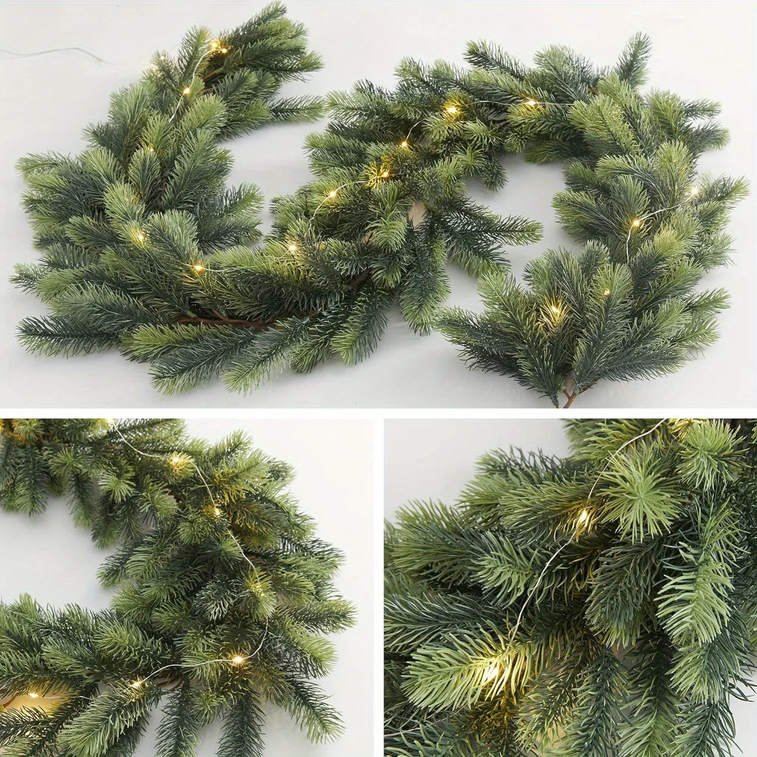 Ghirlanda Di Cedro Di Natale Artificiale Con Luci LED - 2,4 Metri - Verde Pino Per Interni Ed Esterni - Decorazione Fai Da Te