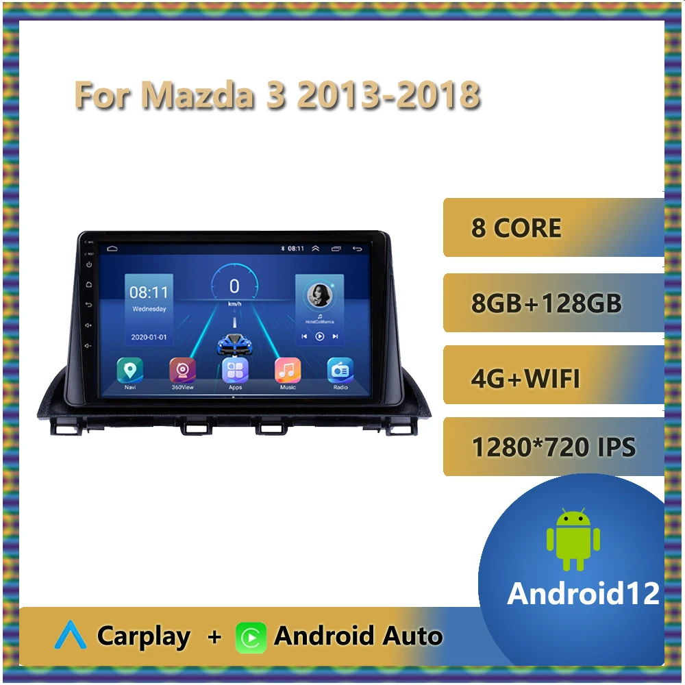 

Автомобильный радиоприемник на Android 12 для Mazda 3 2013-2018, автомобильный мультимедийный видеоплеер с навигацией, GPS, стерео, Bluetooth, 8 ГБ + 256 ГБ, Bluetooth BT