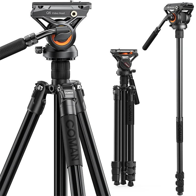 Coman Kx3939 Plus Q6 Treppiede A Testa Fluida Per Videocamera Dslr Monopiede Treppiede Piastra Qr Compatibile Con Dji Rs Gimbal Manfrotto