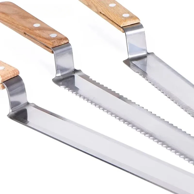 Stainless Steel Beekeeping Tool with Wooden Handle for Honey Cutting