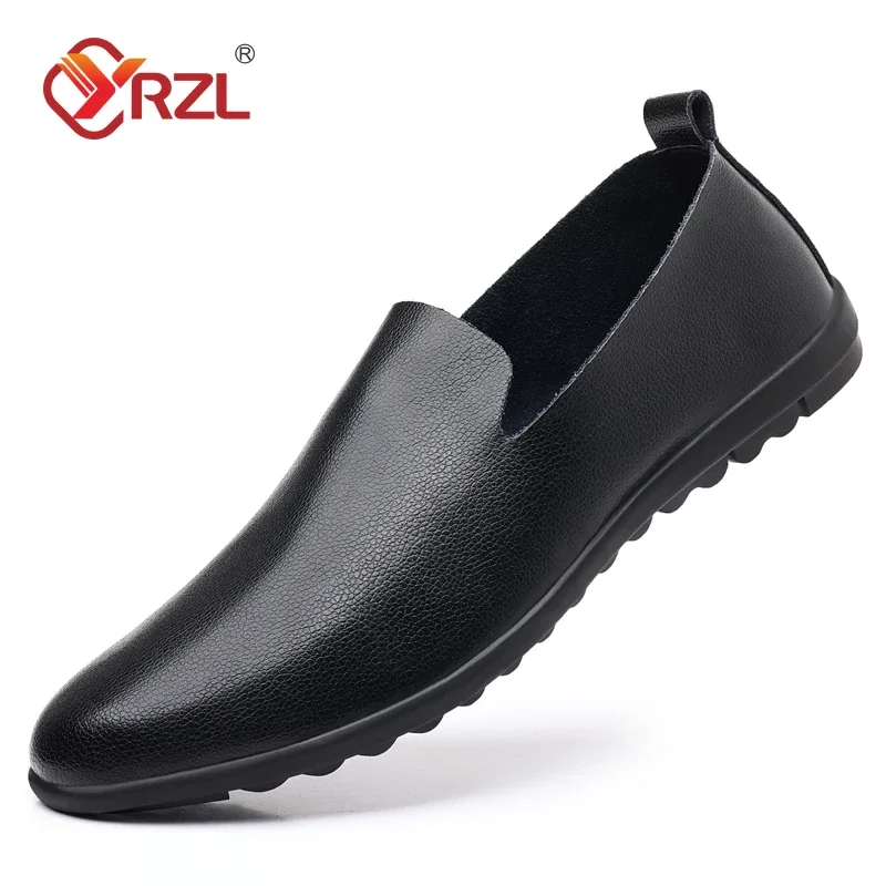 

YRZL Black Loafers Men Shoes Handmade Casual Leather Loafers Moccasins Italian Comfortable Big Size 46 Slip on Male Loafers Shoe