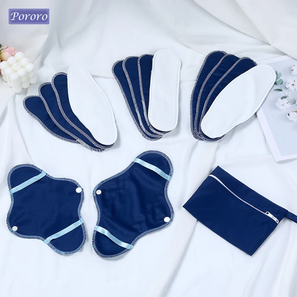 15pcs/Set Reusable Sanitary Pads Personal Hygiene Menstrual Pad Easy Carrying Washable Cloth Panty Liners for Lying-in Woman