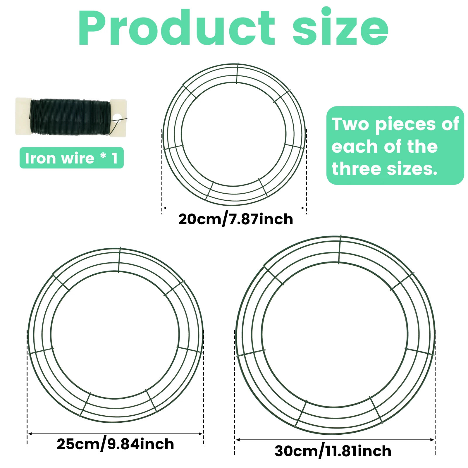 6pcs Wreath Frames Wreath Making Rings 20/25/30cm Christmas Wreath Thanksgiving Fall Wreath DIY Home Decor for Door Wall Outdoor