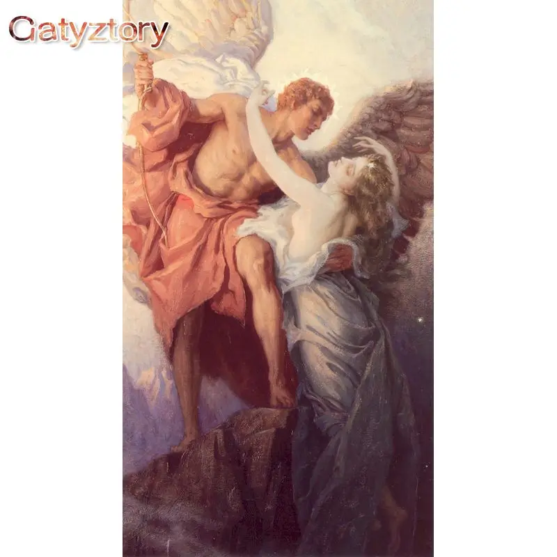 

GATYZTORY 40x50cm DIY Frame Painting By Number Kit Angel Figure Acrylic Paints Picture By Numbers DIY Craft For Home Decor