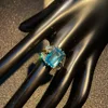 Retro Dragon Claw Golden Eagle Blue Gem Ring for Men & Women Antique Gothic Adjustable Open Ring Alloy Jewelry Lovers Gift 6