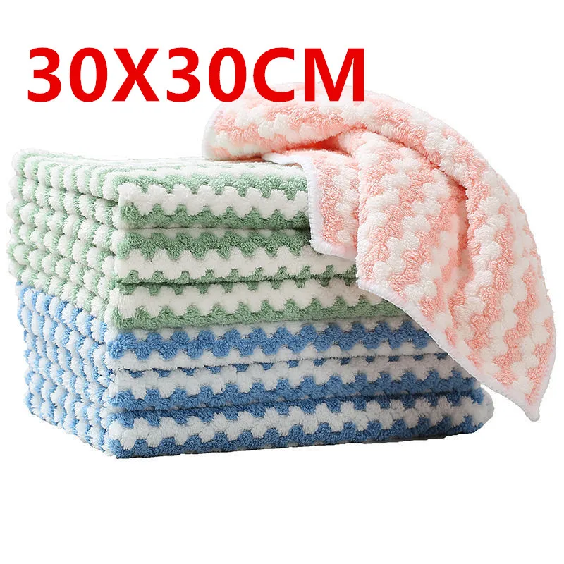 thumbnail image 1 of 15/10/5/1 PCS Trapo de limpieza de cocina Paño de cocina de vellón coral Estropajo súper absorbente Paño de microfibra seco Paño de cocina húmedo de uso diario, 1 of 5
