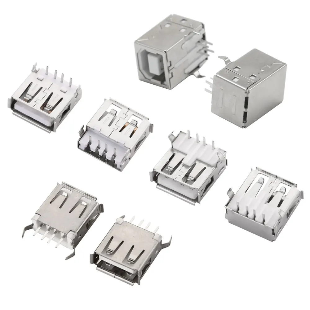 10개 USB 타입 A 표준 포트 암 납땜 잭 커넥터 PCB 소켓 USB-A USB-B 타입