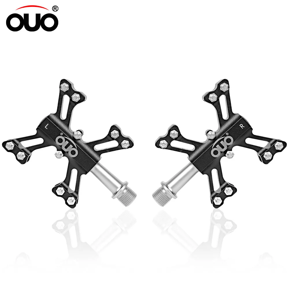 

OUO Bicycl Pedal MTB Bike Pedals Clip Aluminum Bicycle Footrest Bearing Ultralight Road Bike Cleats Spare Parts For Bicycle