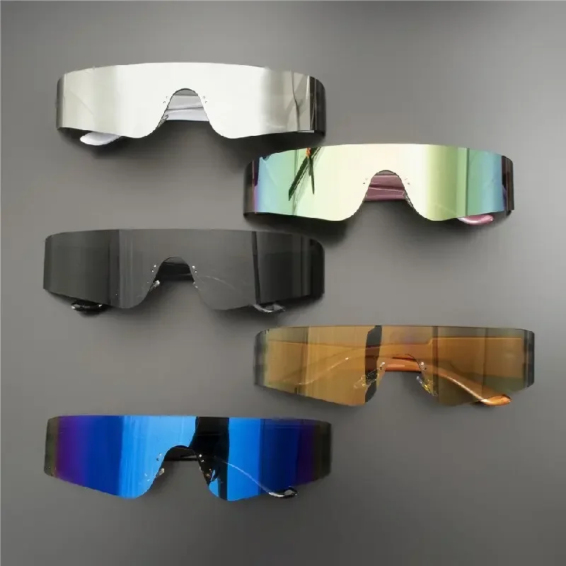 Flat Top Shield Mode Punk Sonnenbrille Frauen Y2K Sonnenbrille Männer Spiegel One Piece Brillen 2000S 90S Brille