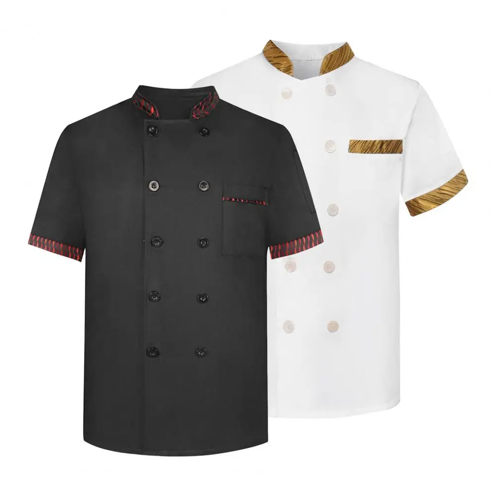 Stain-resistant Chef Apron Breathable Stain-resistant Chef Uniform for Kitchen Restaurant Staff Double-breasted Short for Cooks