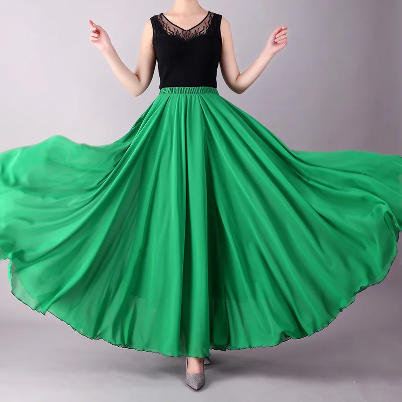 Ballet Dance Skirt Women 720 Degree Long Chiffon Skirt Dancer Practice Wear Professional Stage Dance