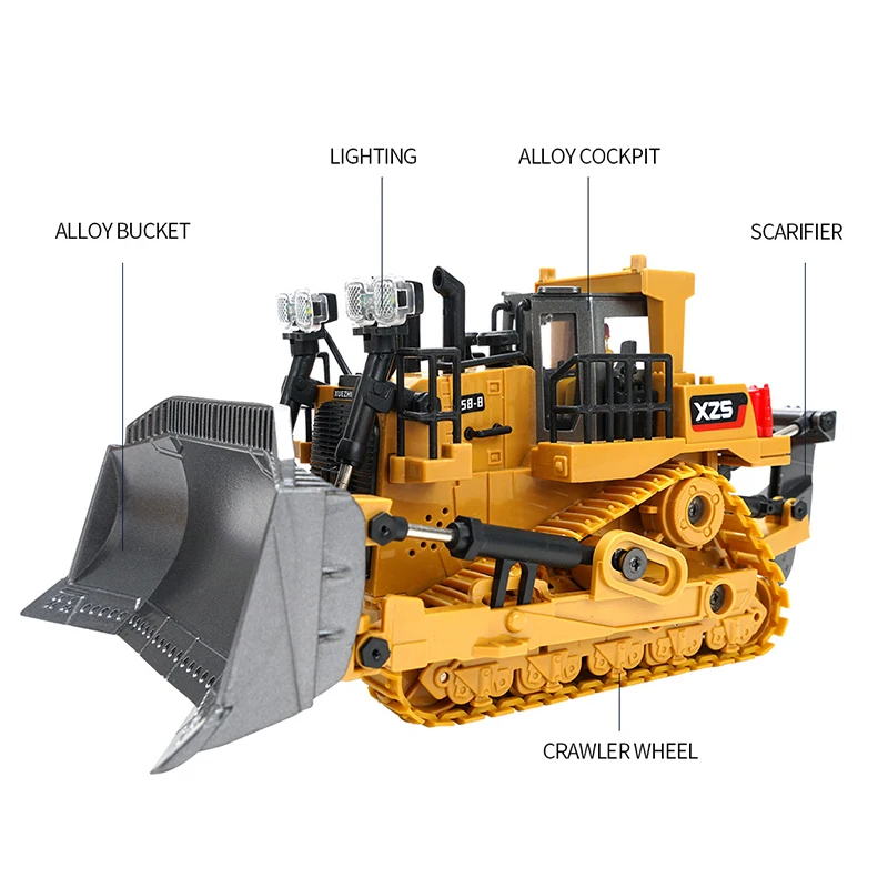 1/18 RC Excavator Control remote Car 2.4G Radio Controlled Car Caterpillar Tractor Model Engineering Building Construction Toys 4