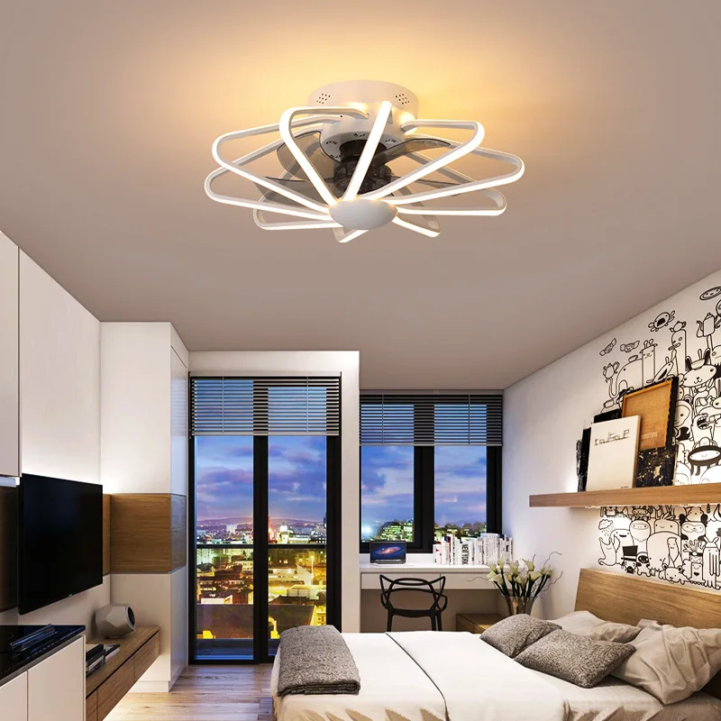 

58cm Modern Ceiling Fam Light Low Floor Dining Room Sitting Room Bedroom With The light Fan 110V220V Frequency conversion