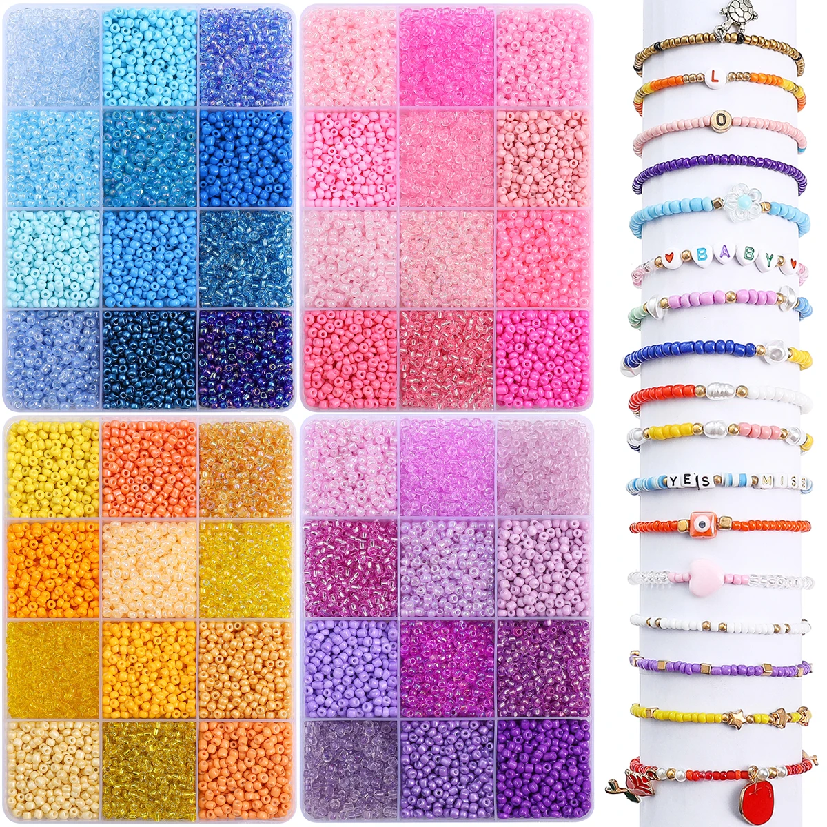 6000 teile/schachtel 3mm Kit tschechische Glasperlen für Schmuck machen mehrfarbige runde lose Perlen Set DIY Ohrring Armband Zubehör