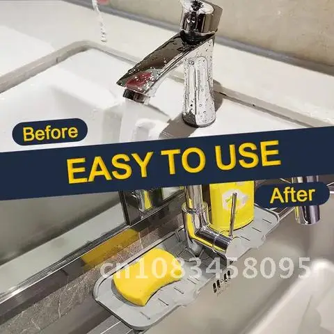 

Silicone Kitchen Sink Practical Mat - Splash Guard, Bathroom Faucet Water Catcher Mat, Fauce Behind Sink Draining Pad