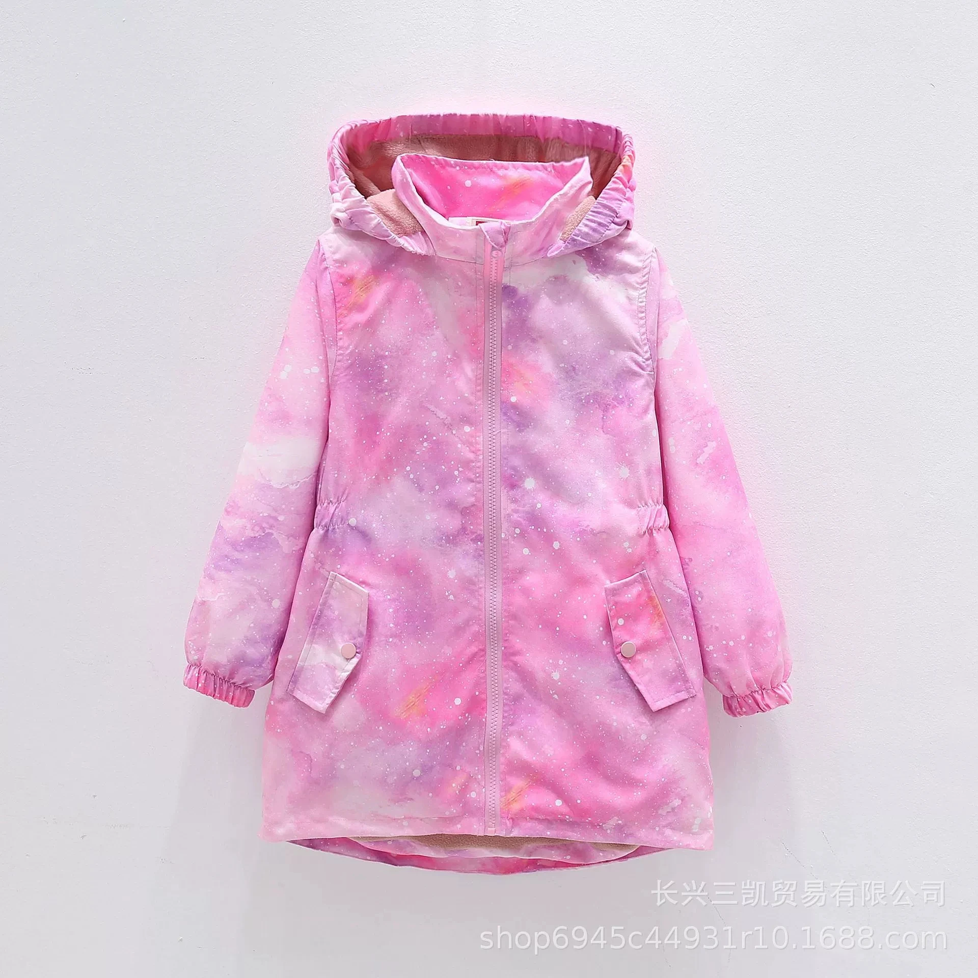 새로운 가을 소녀 자켓 꽃 패션 윈드 브레이커 코트 후드 지퍼 소녀 겉옷 생일 선물 4-12 년 어린이 옷