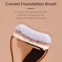 Pinceau professionnel pour fond de teint, poils en nylon doux, manche marron élégant, pour BB crème, fond de teint liquide, poudre, voyage 4