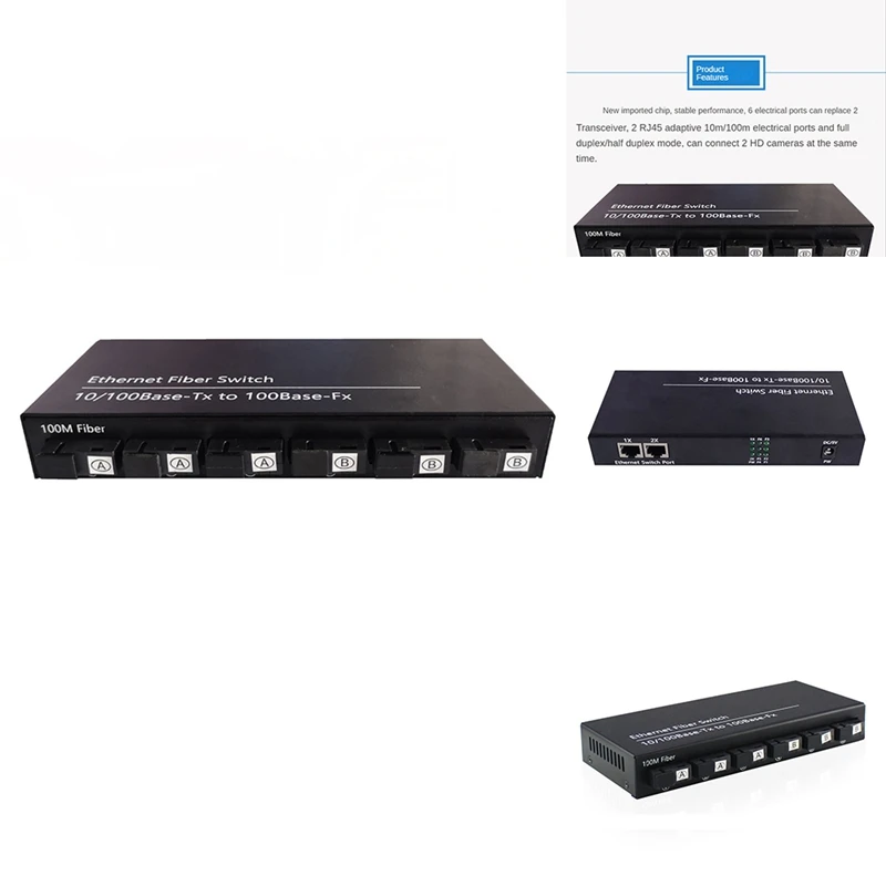 6Port 10/100M Ethernet Switch 6 Fiber Port 25KM 2UTP RJ45 Fiber Optical Transceiver Optical Media Converter