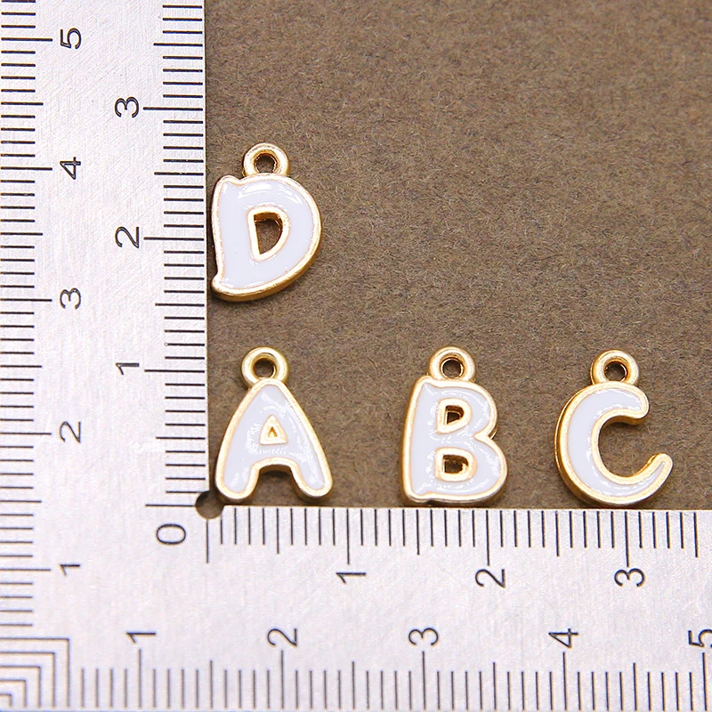 10pcs/26pcs Alphabet Letter Double Face Enamel Charms KC Gold